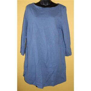 J. Jill Ponte Knit Tunic Top Cornflower Blue Large Very Well Made 3/4 Sleeves